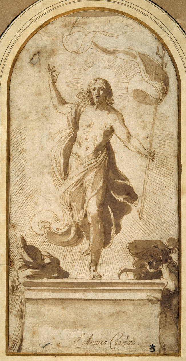 Opstandelsen (pen og brunt blæk med brun vask) af Ludovico Carracci