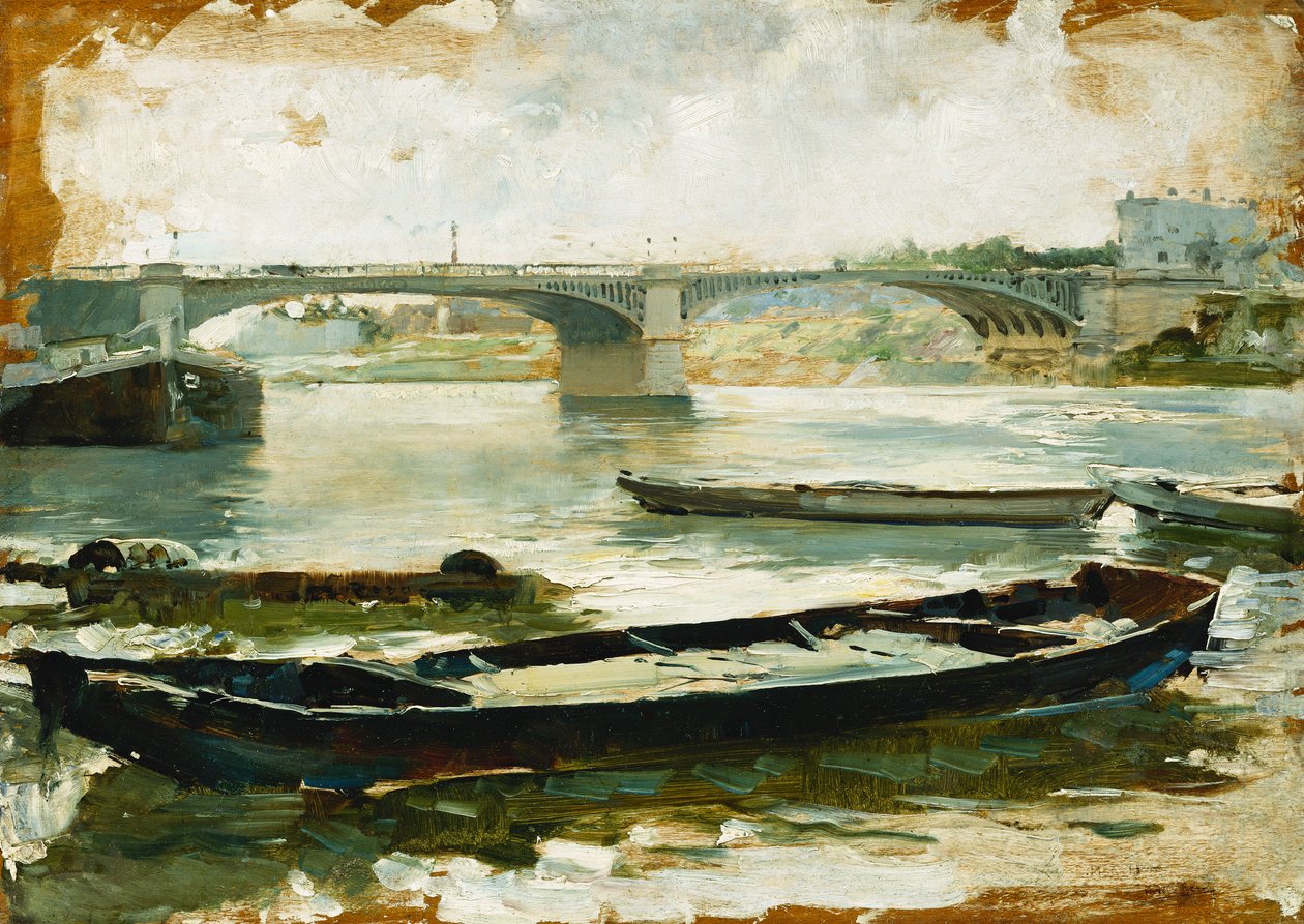 Pramme på Seinen, Paris, af Ludovico Marchetti