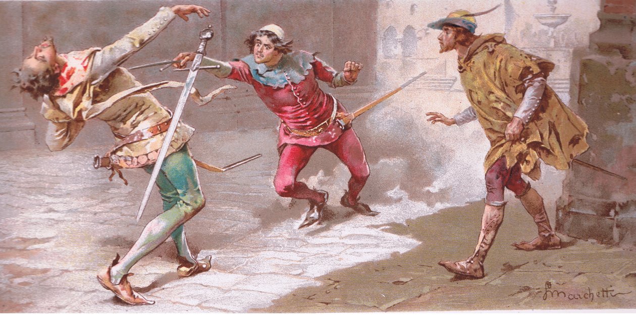 Modig mand, smerten kan ikke være stor., illustration fraRomeo og Julie, af Ludovico Marchetti
