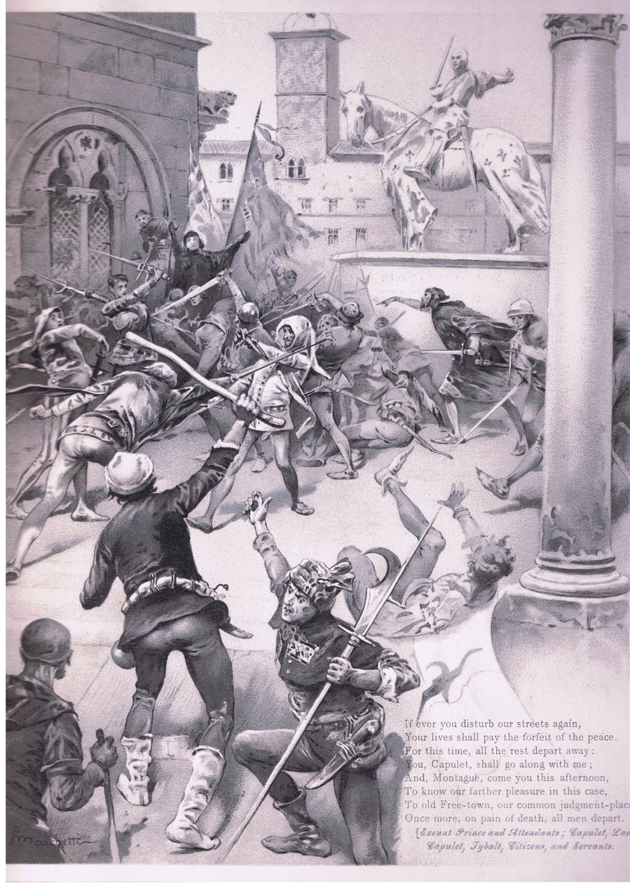 Hvis du nogensinde forstyrrer vores gader igen., illustration fra Romeo og Julie, af Ludovico Marchetti
