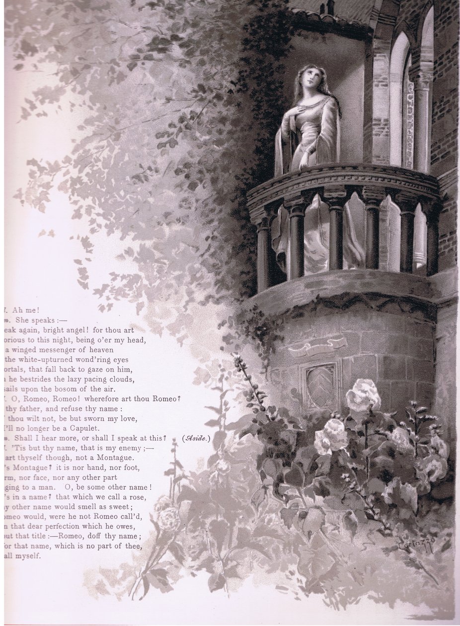 Juliet, ay me!. Romeo hun taler. , illustration fra Romeo og Julie, af Ludovico Marchetti