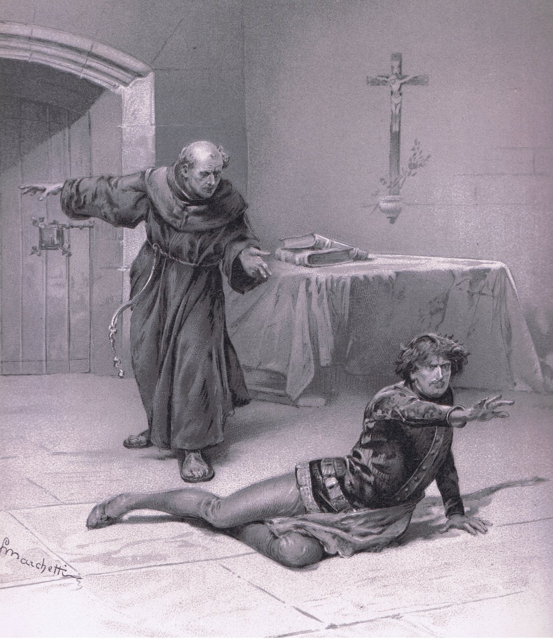 Lev her i himlen, og kan se på hende., illustration fraRomeo og Juliet, af Ludovico Marchetti