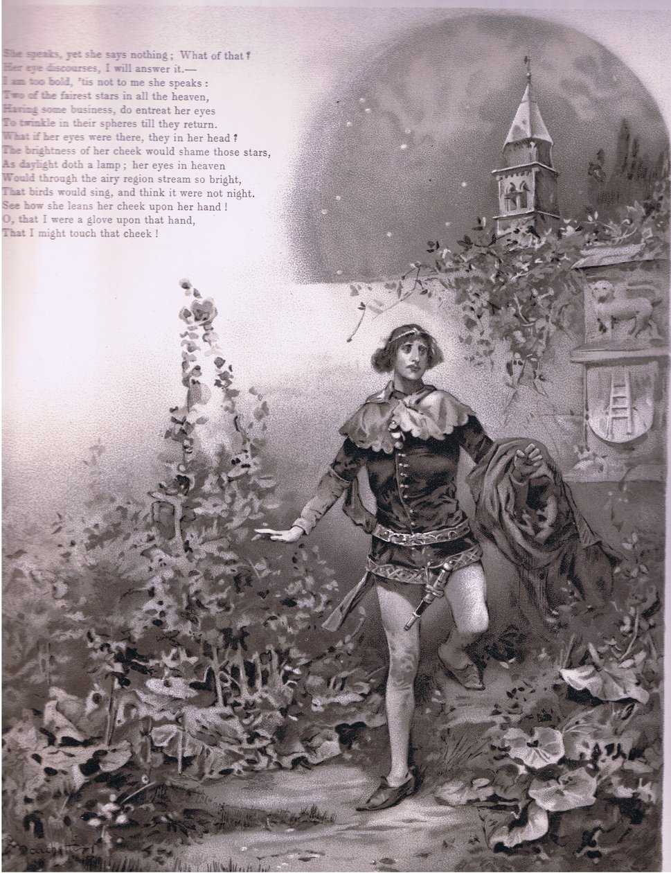 Hun taler - dog siger hun ingenting., illustration fra Romeo og Julie, af Ludovico Marchetti