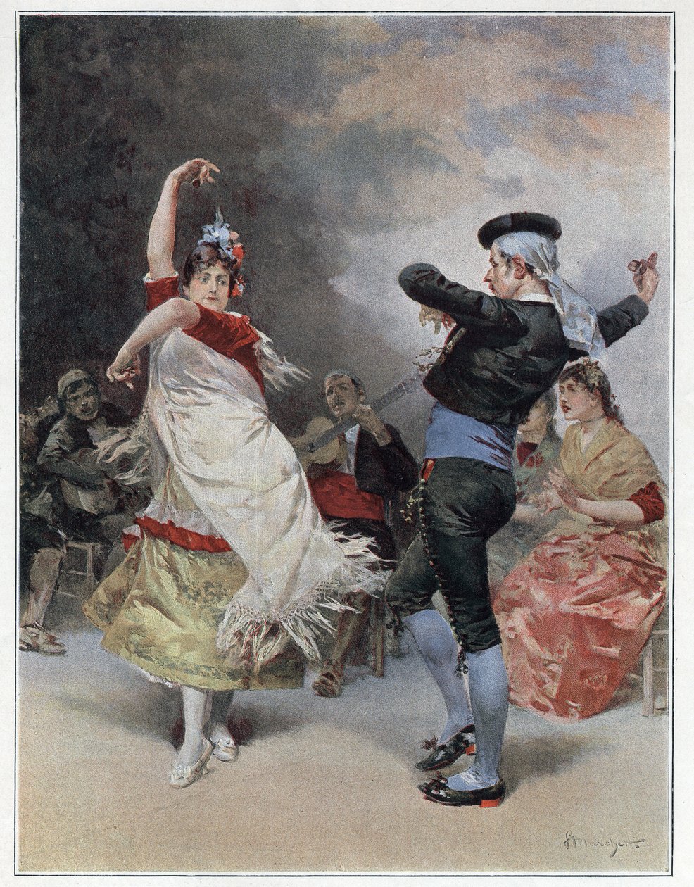 Sigøjnerne i Granada. Kromotypografi af Ludovico Marchetti (1853-1909) 1889 Privat samling. af Ludovico Marchetti