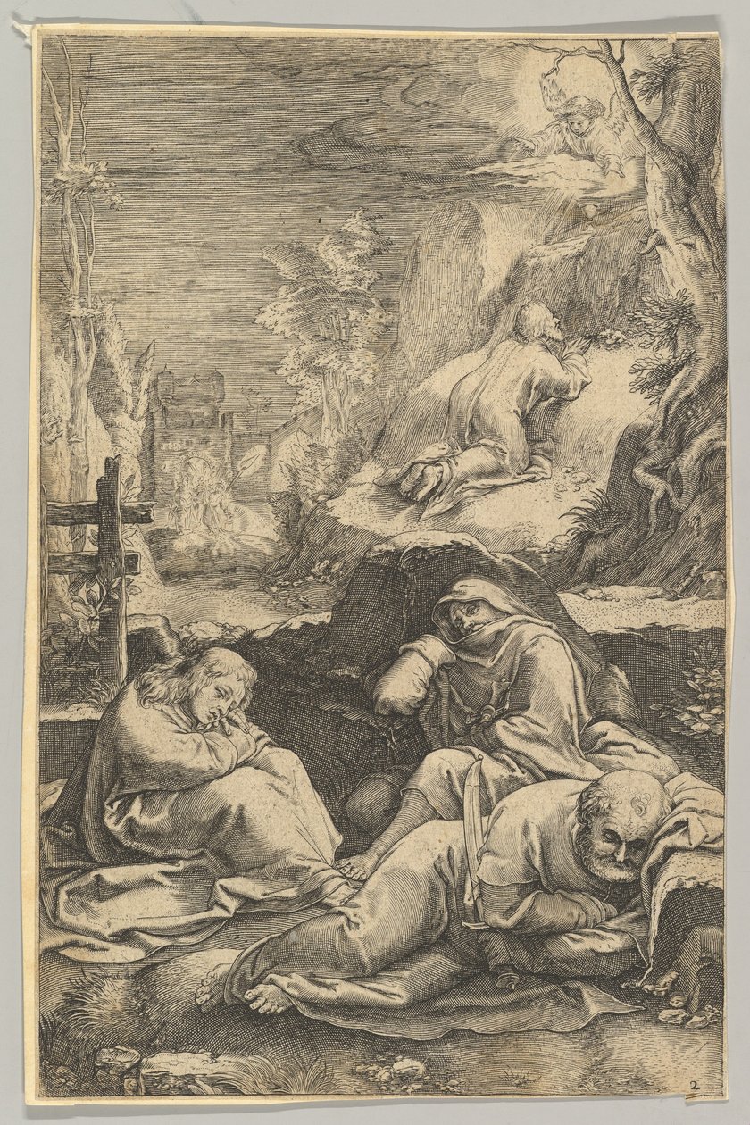 Kvalen i haven, fra The Passion of Christ, ca. 1623. af Ludovicus Siceram