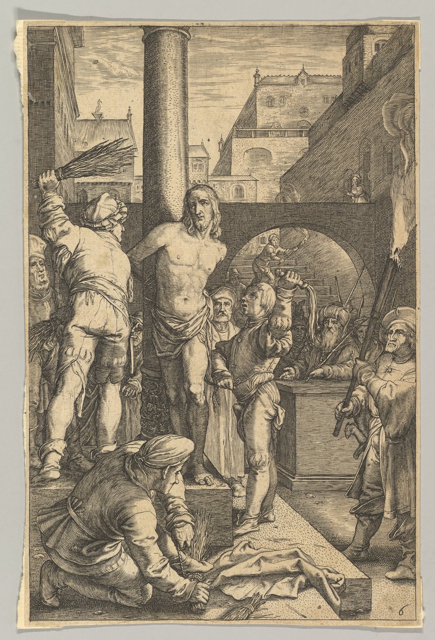 Flagelationen, fra The Passion of Christ, ca. 1623. af Ludovicus Siceram