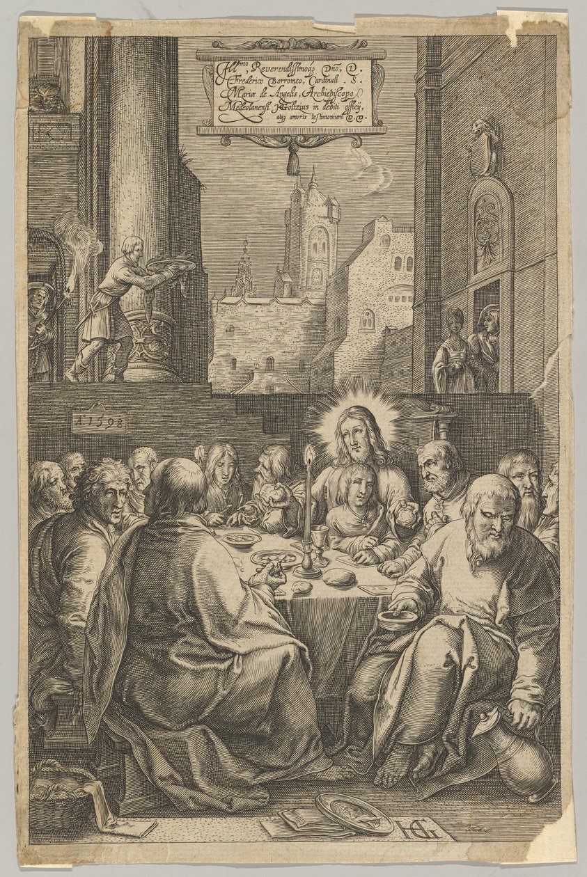 Den sidste nadver, fra The Passion of Christ, ca. 1623. af Ludovicus Siceram