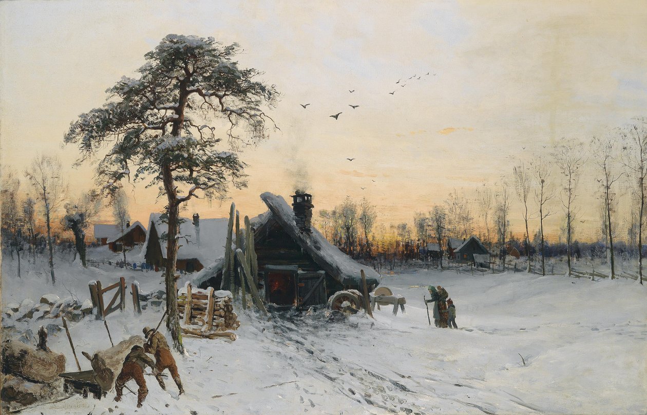 Vinterlandskab i aftenlys af Ludvig Munthe