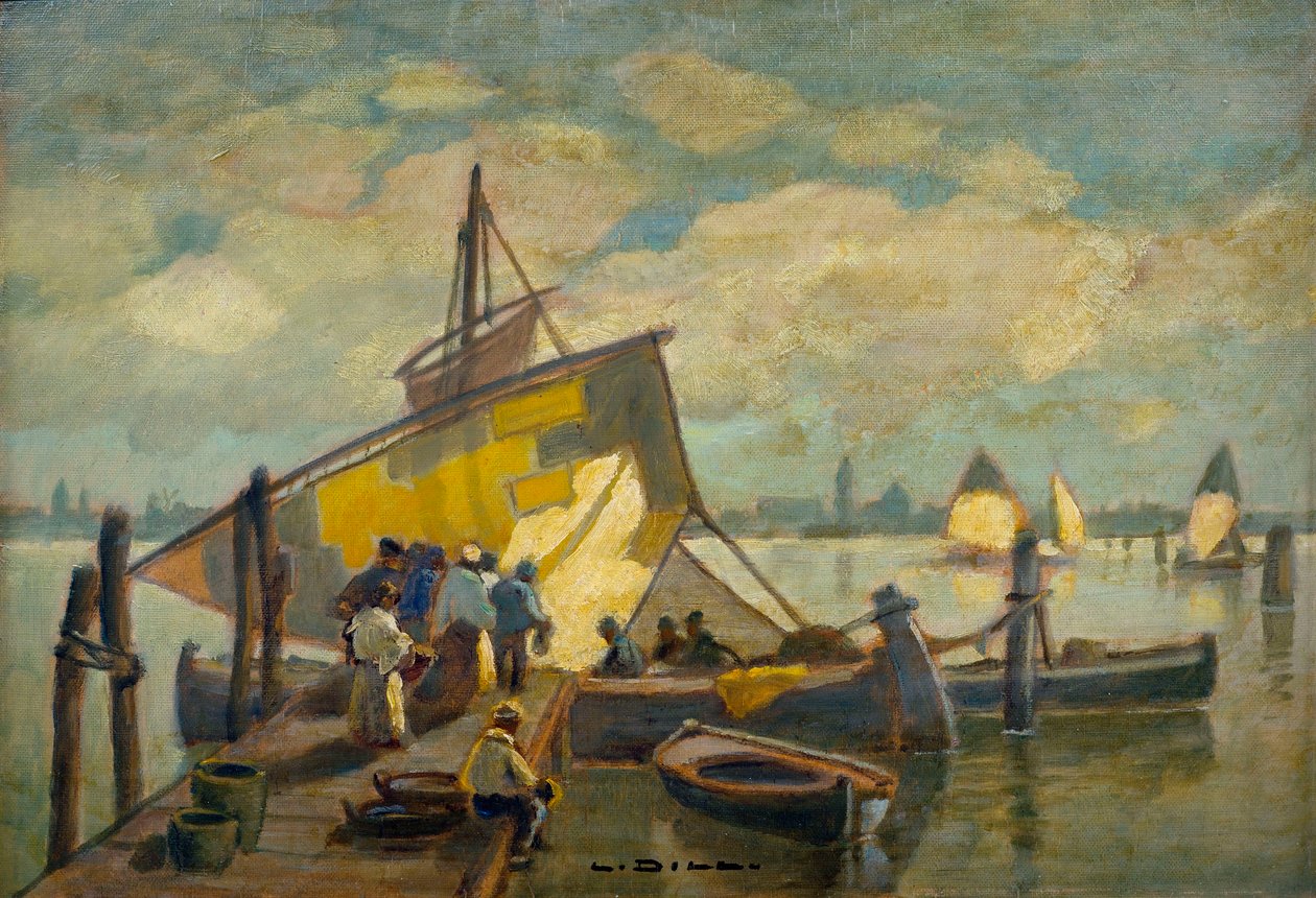Ankomst af fiskebåden af Ludwig Dill