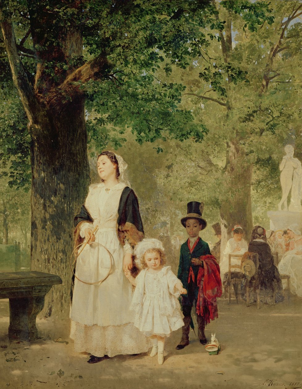 Promenade i Tuilerierne, 1855 af Ludwig Knaus