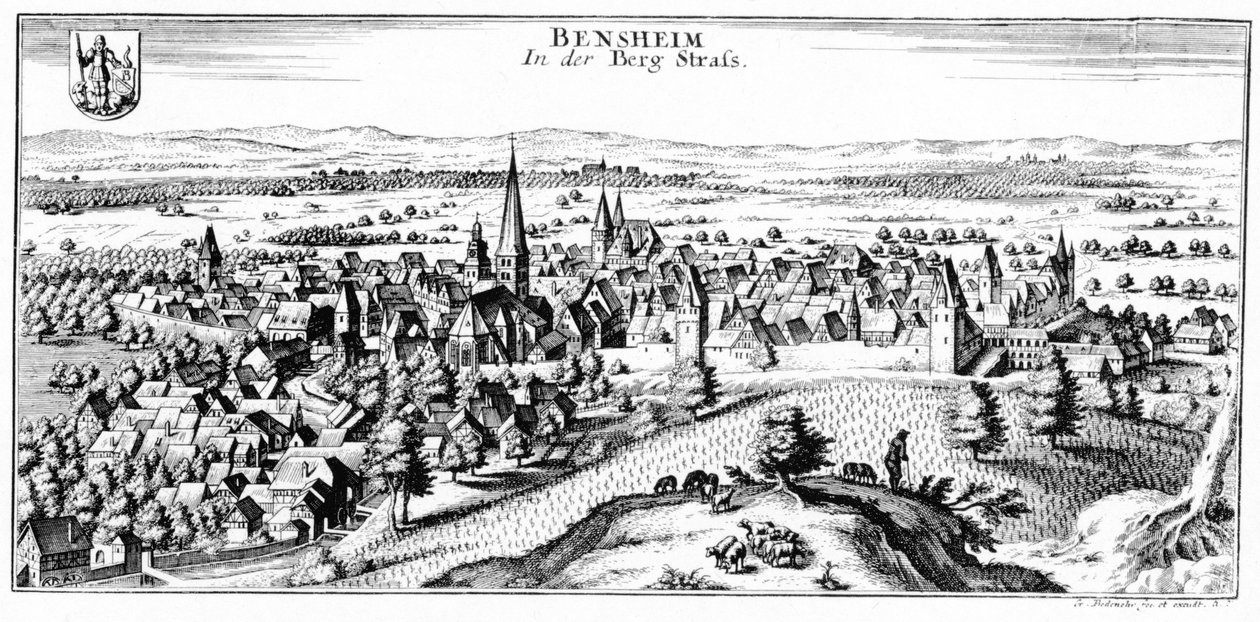Udsigt over Bensheim af Ludwig Lange