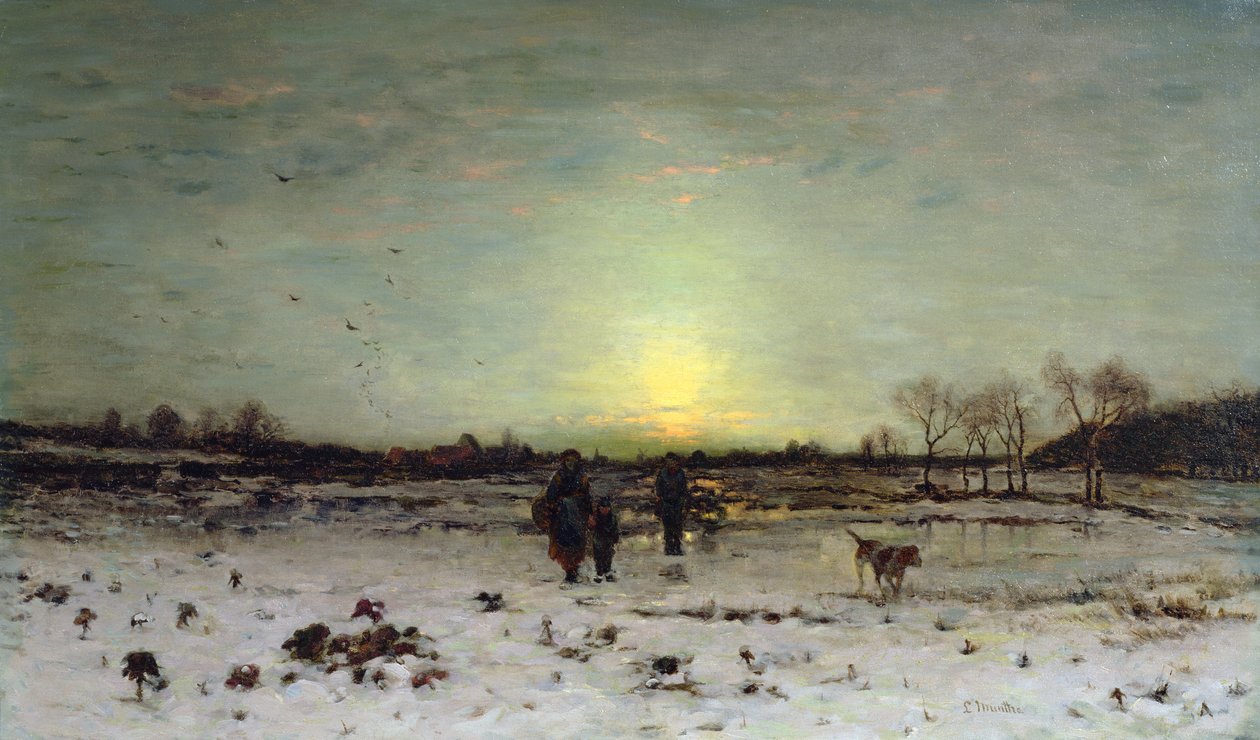 Vinterlandskab ved solnedgang af Ludwig Munthe