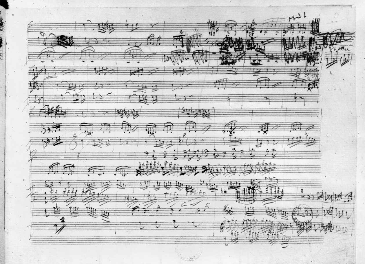 Autografpartiturark til Trio mi bemol opus 3 af Ludwig van Beethoven