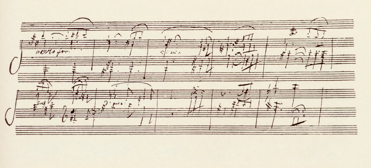 Del af manuskriptet til Beethovens Sonate i A, opus 101 (pen og blæk) af Ludwig van Beethoven