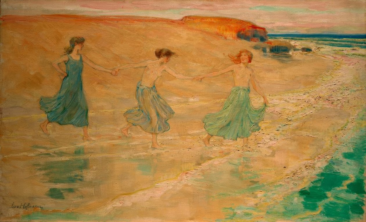 Tre piger på stranden af Ludwig von Hofmann