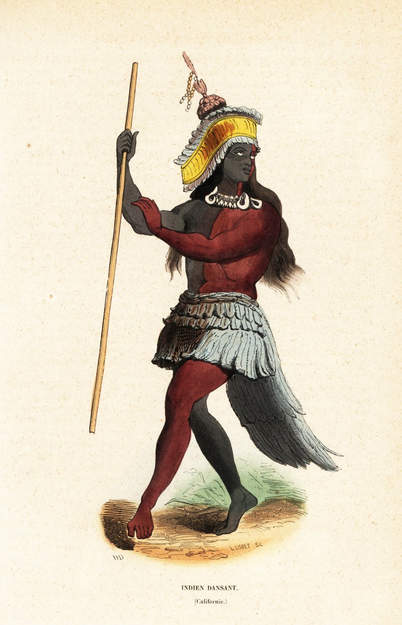 Man of the Ohlone eller Costanoan People Dancing at Mission San Francisco af Ludwig Choris
