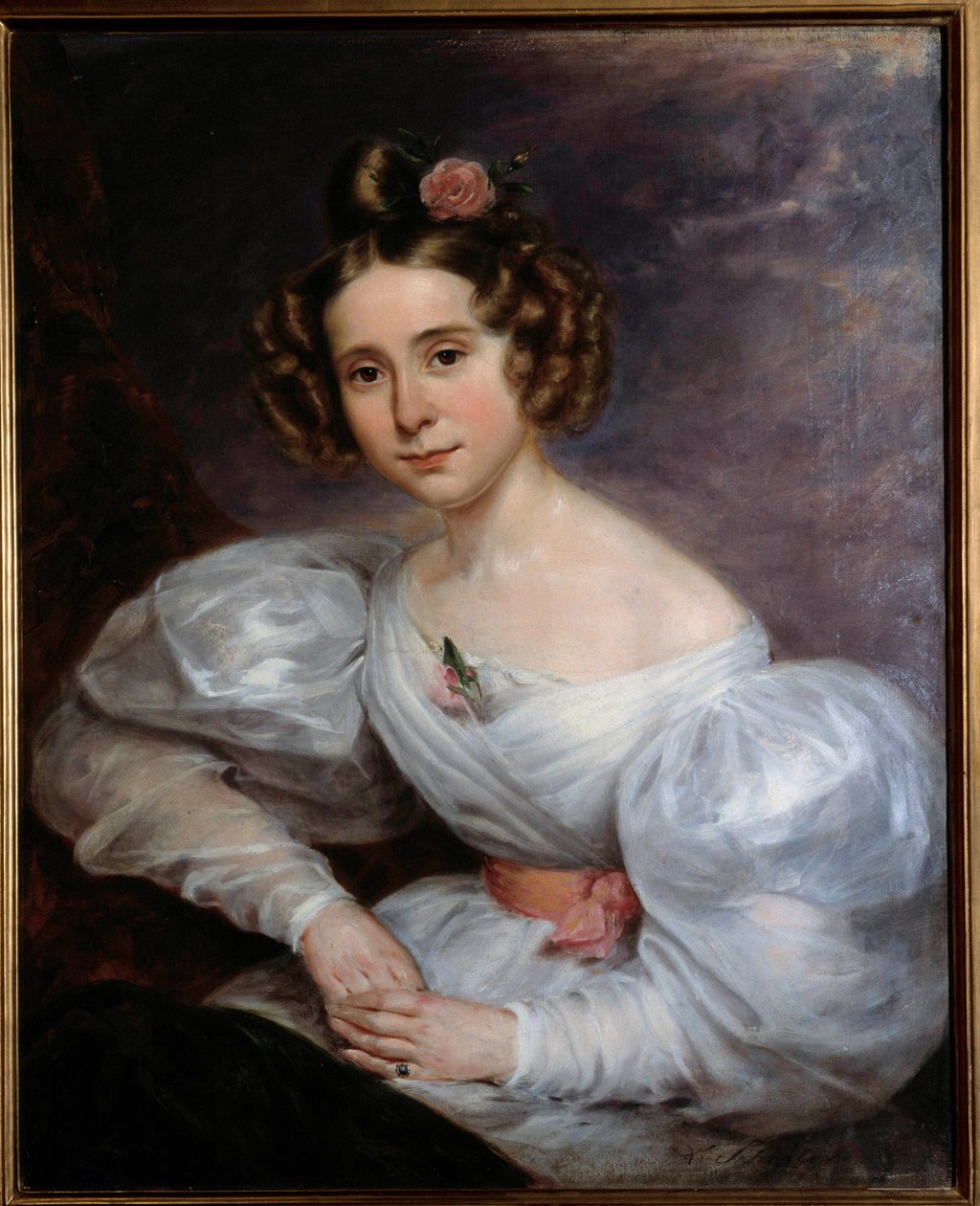 Portræt af en ung kvinde, maleri af Auguste Schitter (1805-1889) 1800-tallets Orleans, Museum of Fine Arts af Ludwig August or Louis August Schwiter