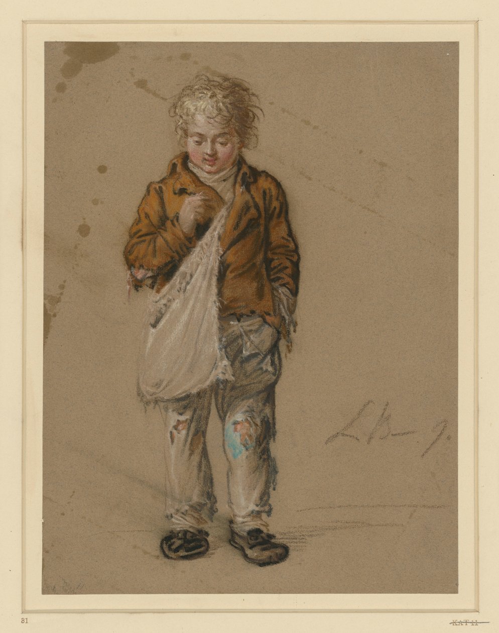 Tiggende dreng med pose af Ludwig Buchhorn