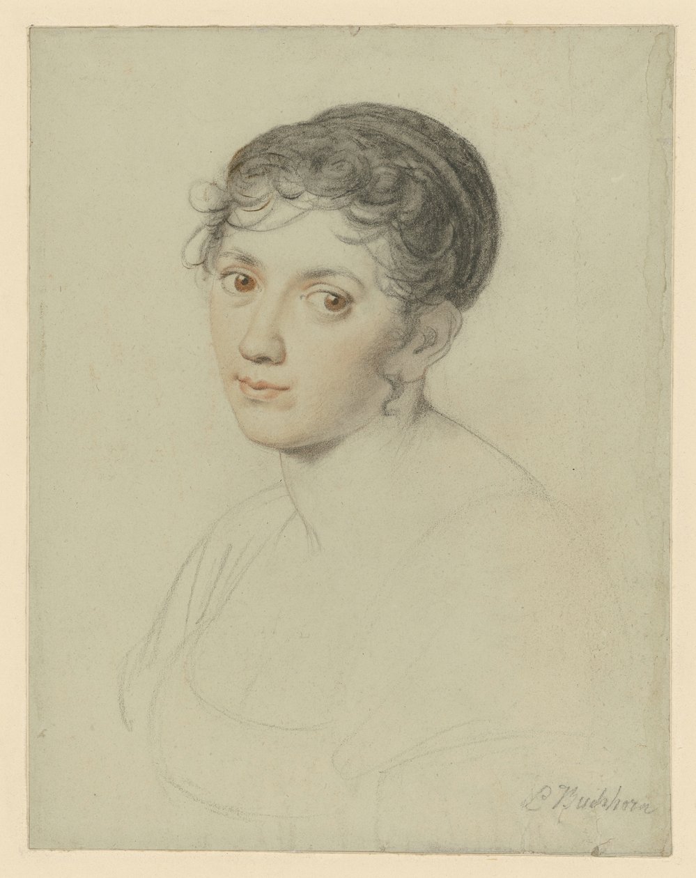 Kvindehoved, brystbillede af Ludwig Buchhorn