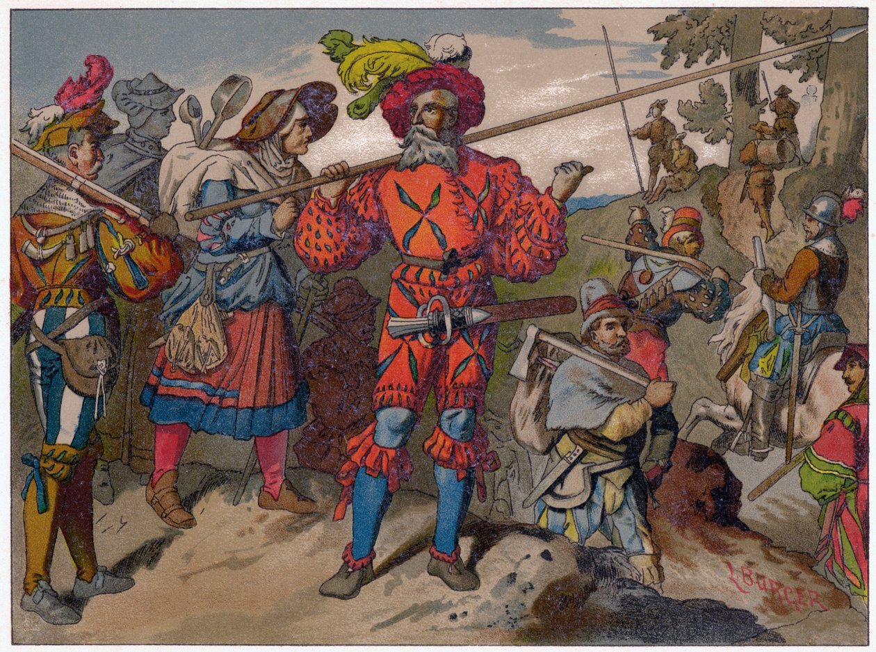 Landsknechts fra 1500-tallet, 1800-tallet. af Ludwig Burger