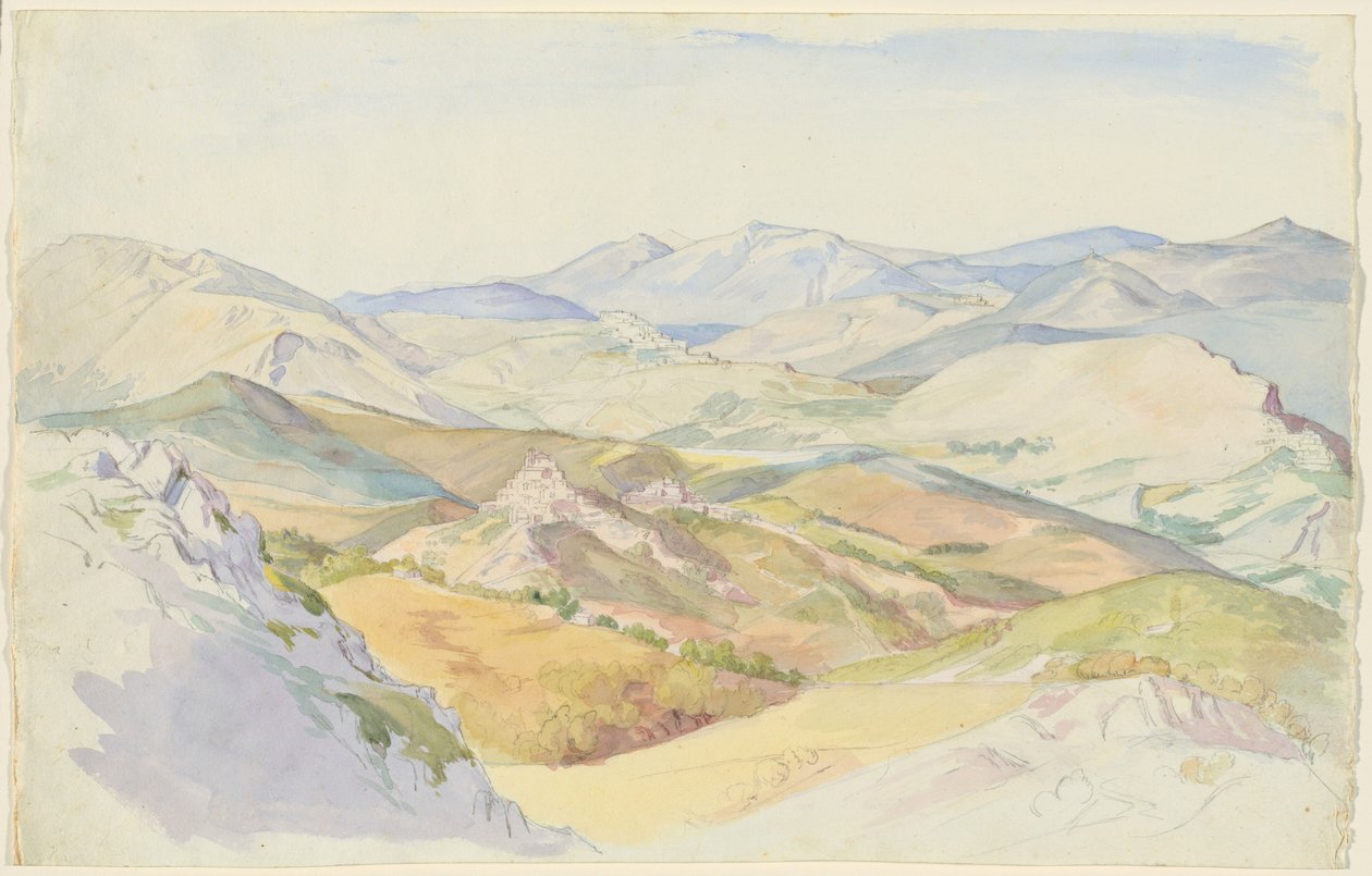 The Sabine Hills og Rocca Santo Stefano Set fra Civitella af Ludwig Deurer