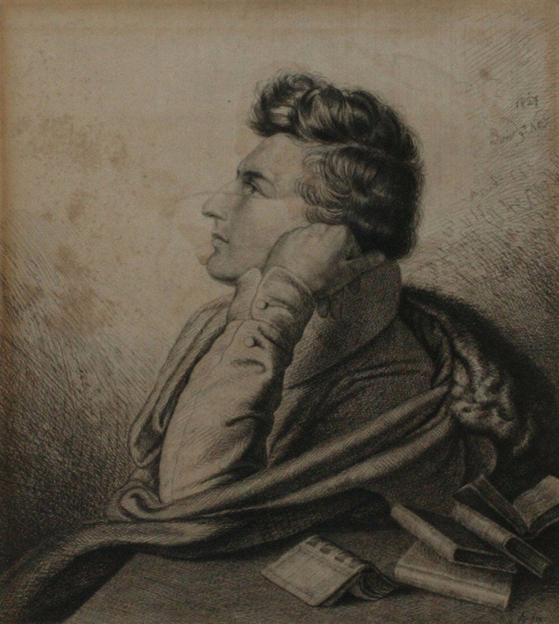 Portræt af digteren Heinrich Heine 1797-1856, 1827 af Ludwig Emil Grimm