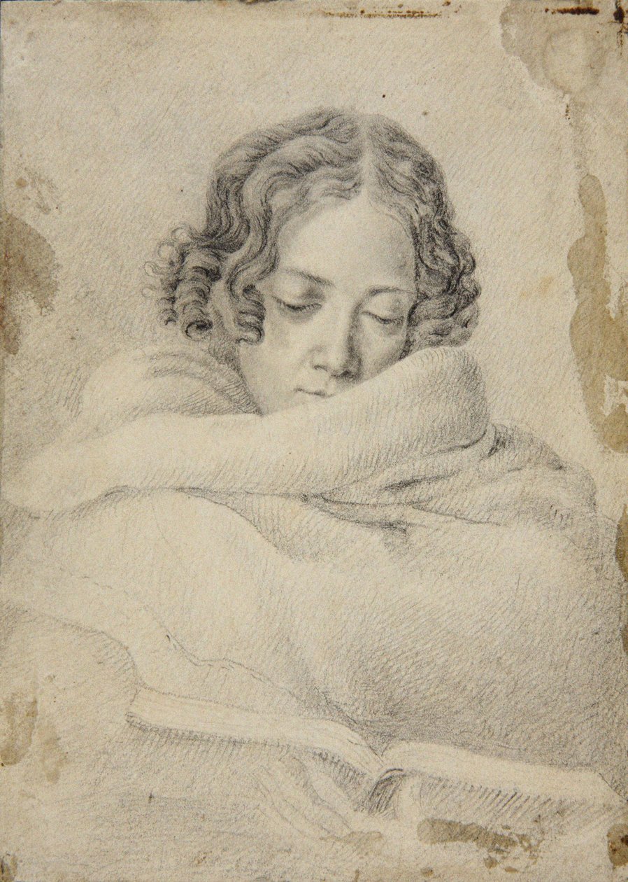 Portræt af forfatteren Bettine von Arnim 1785-1859, født Brentano, ca 1809. af Ludwig Emil Grimm