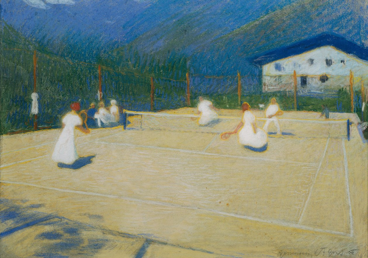 Tennisbane i Gossensass, 1908. af Ludwig Ferdinand Graf