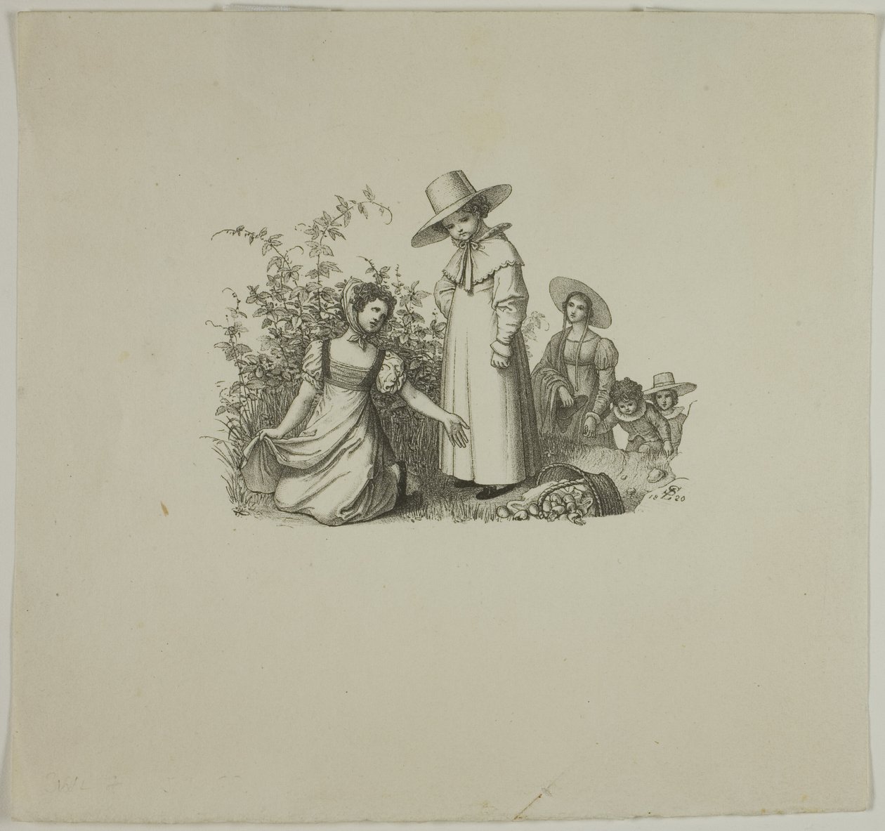 Familie med Picnickurve af Ludwig Ferdinand Schnorr von Carolsfeld