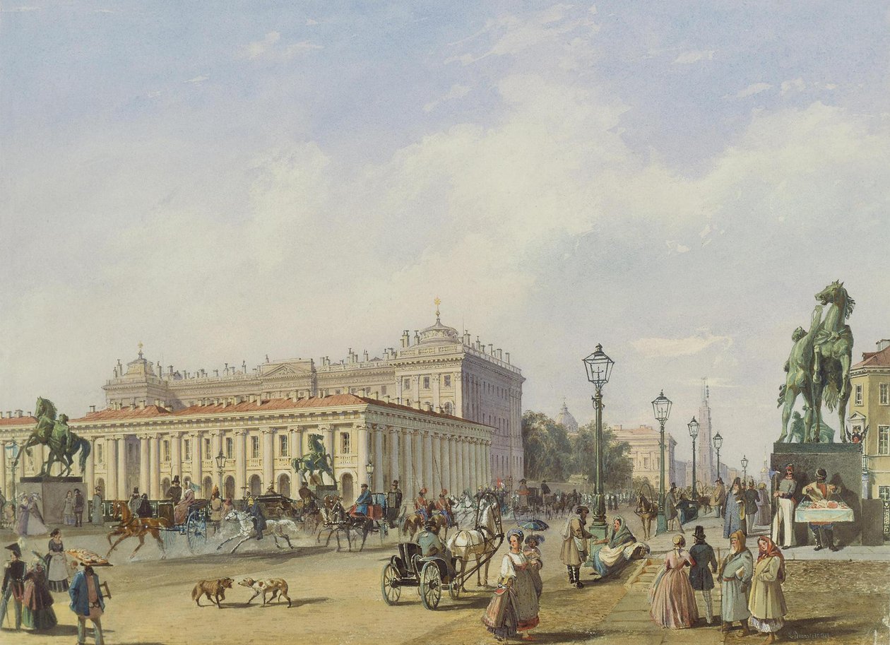 Anichkov-broen i Sankt Petersborg, 1847 af Ludwig Franz Karl Bohnstedt