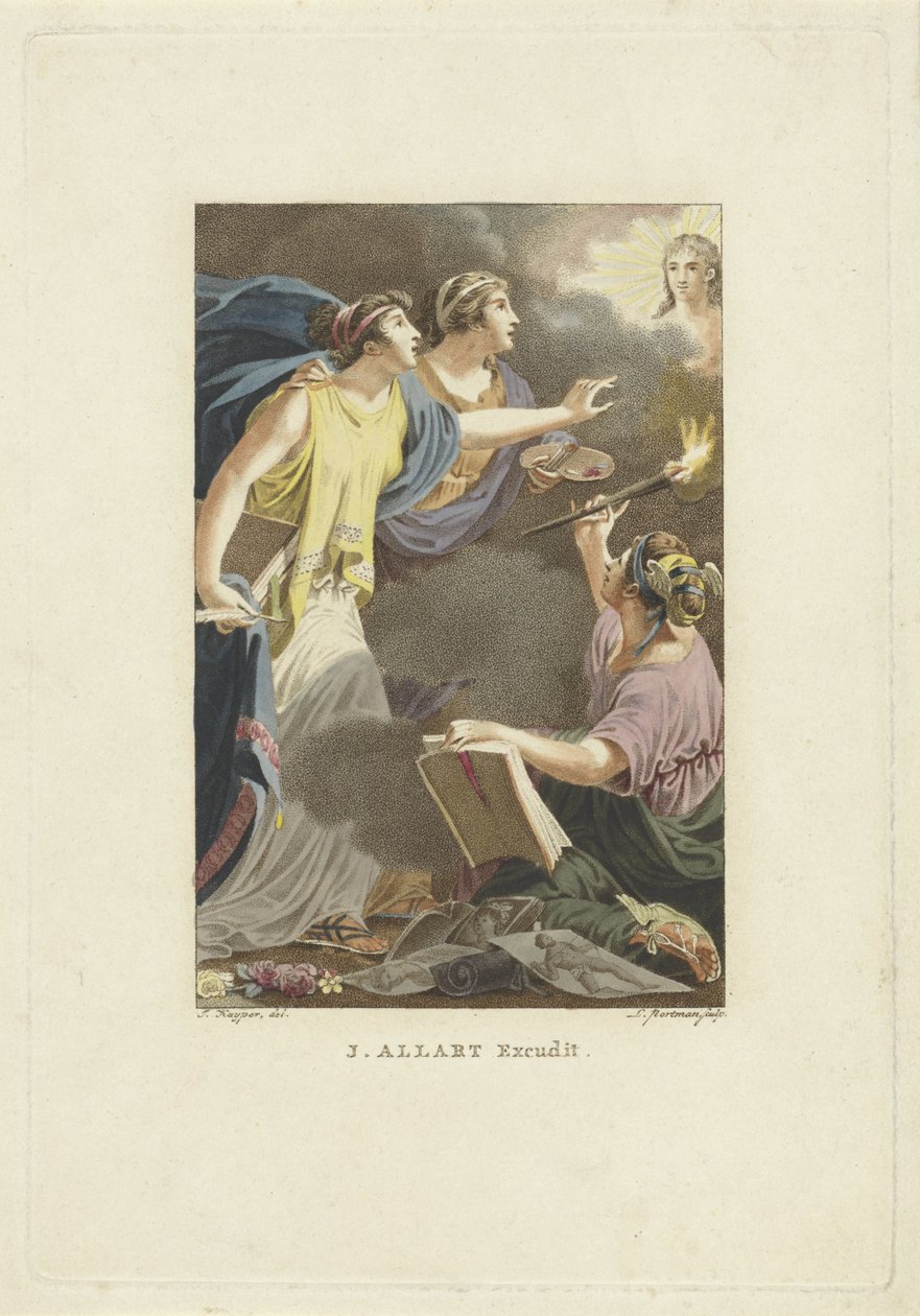 Allegorisk fremstilling med tegning, skrift og maleri Titelside for: M. Stuart, Man as he appears on the known globe, 1802 af Ludwig Gottlieb Portman