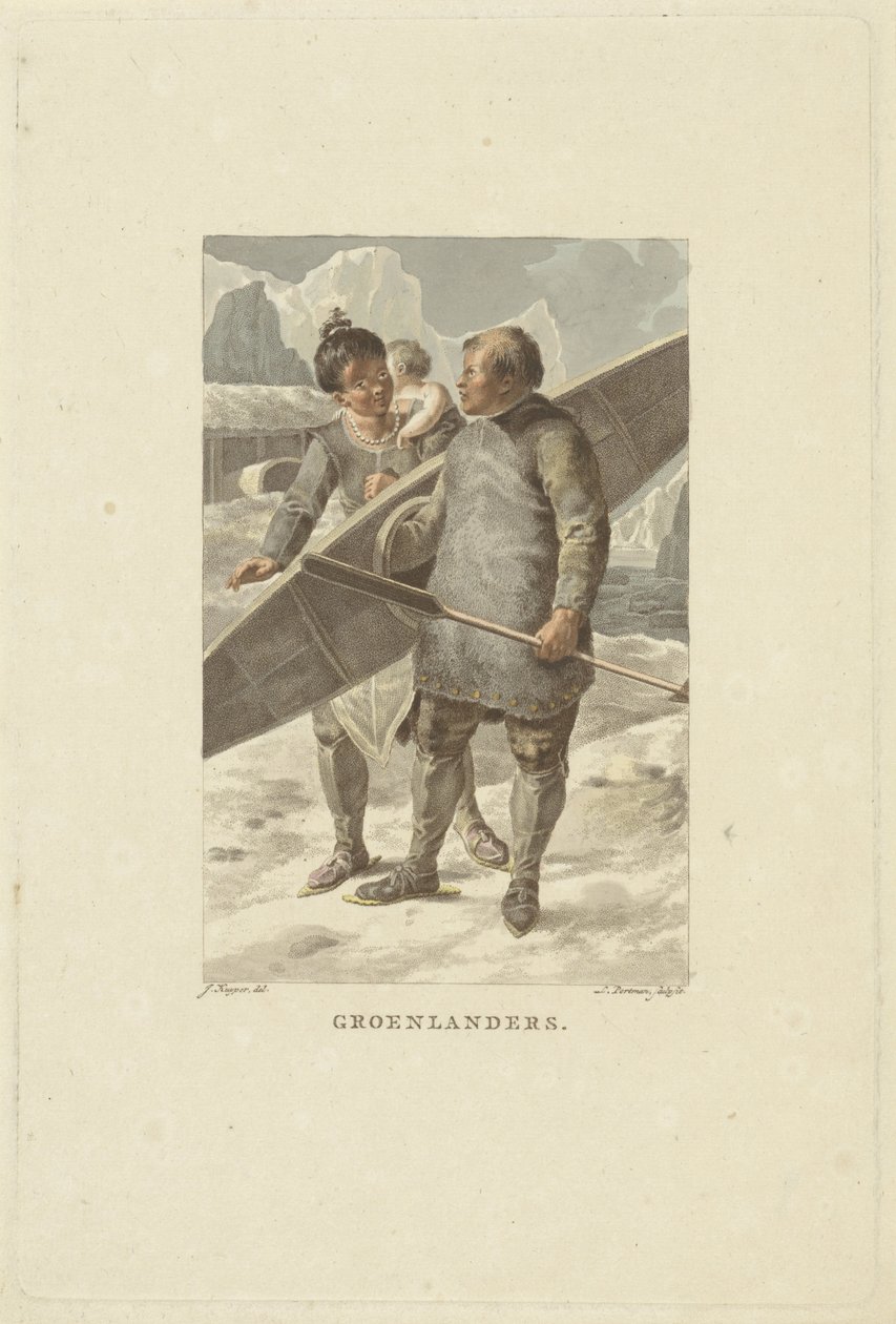Beboere i Grønland Grønlændere (titel på objekt) af Ludwig Gottlieb Portman