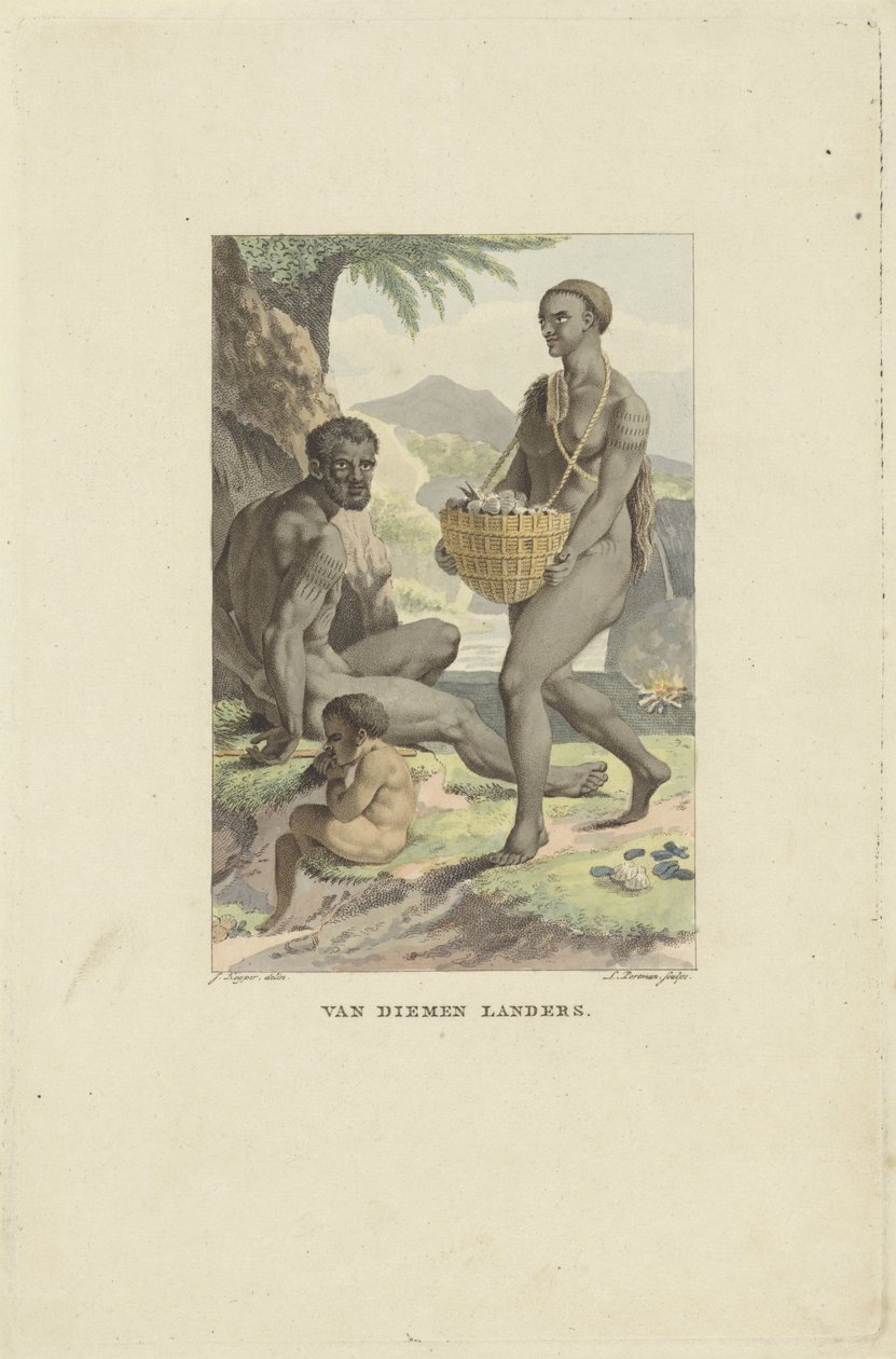 Folk i Tasmanien Van Diemen Landers (titel på objekt) af Ludwig Gottlieb Portman