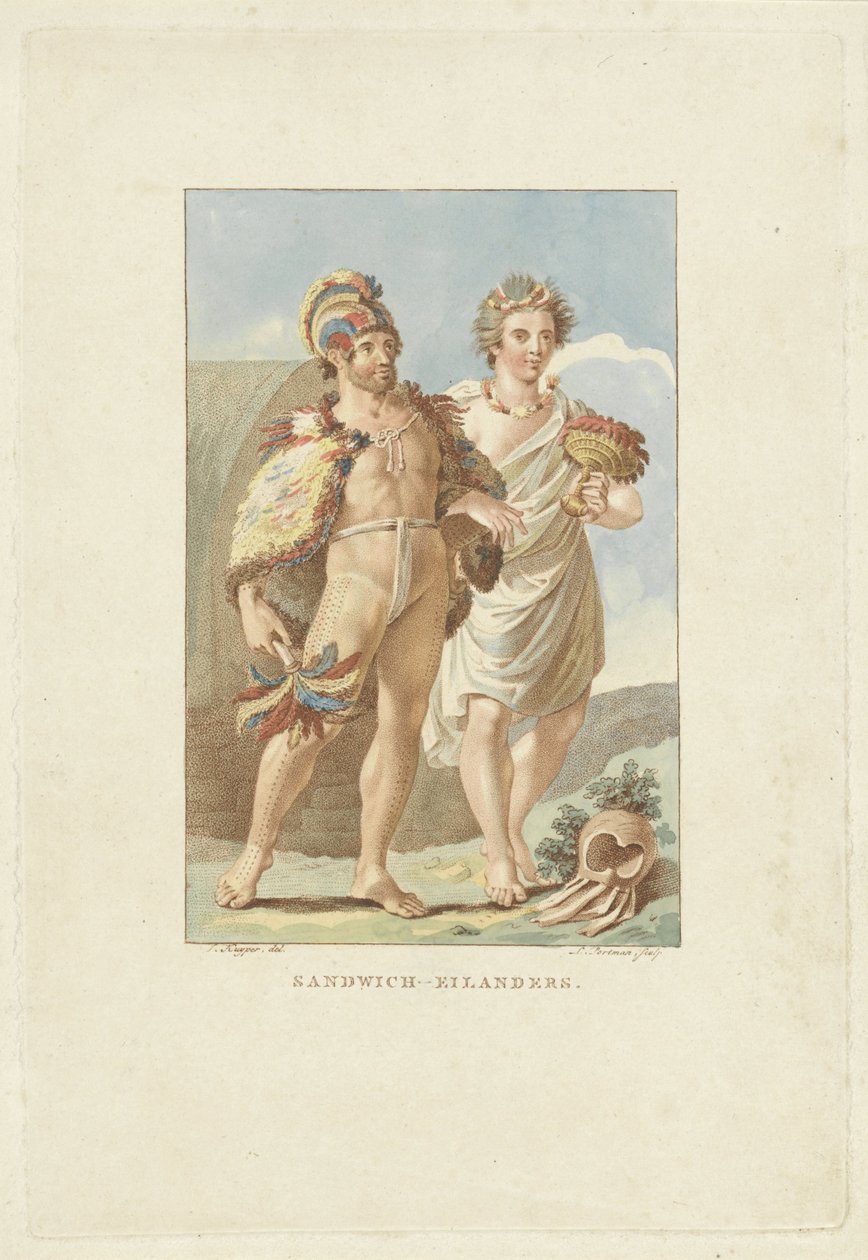 Indbyggere på Sandwichøerne (Hawaii) Sandwichøerne (titel på objekt) af Ludwig Gottlieb Portman