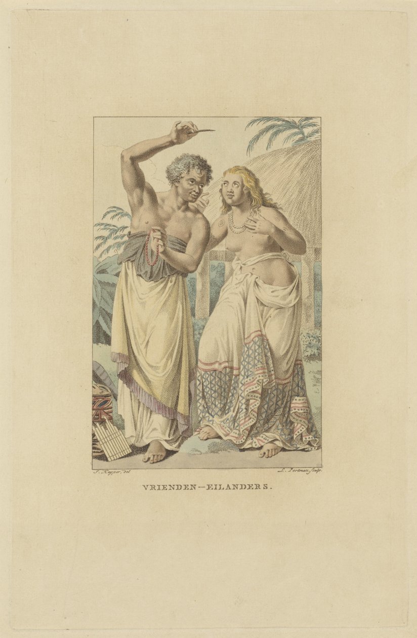 Indbyggere på Friends Islands (Tonga Archipelago) Friends-Islanders (titel på objekt) af Ludwig Gottlieb Portman