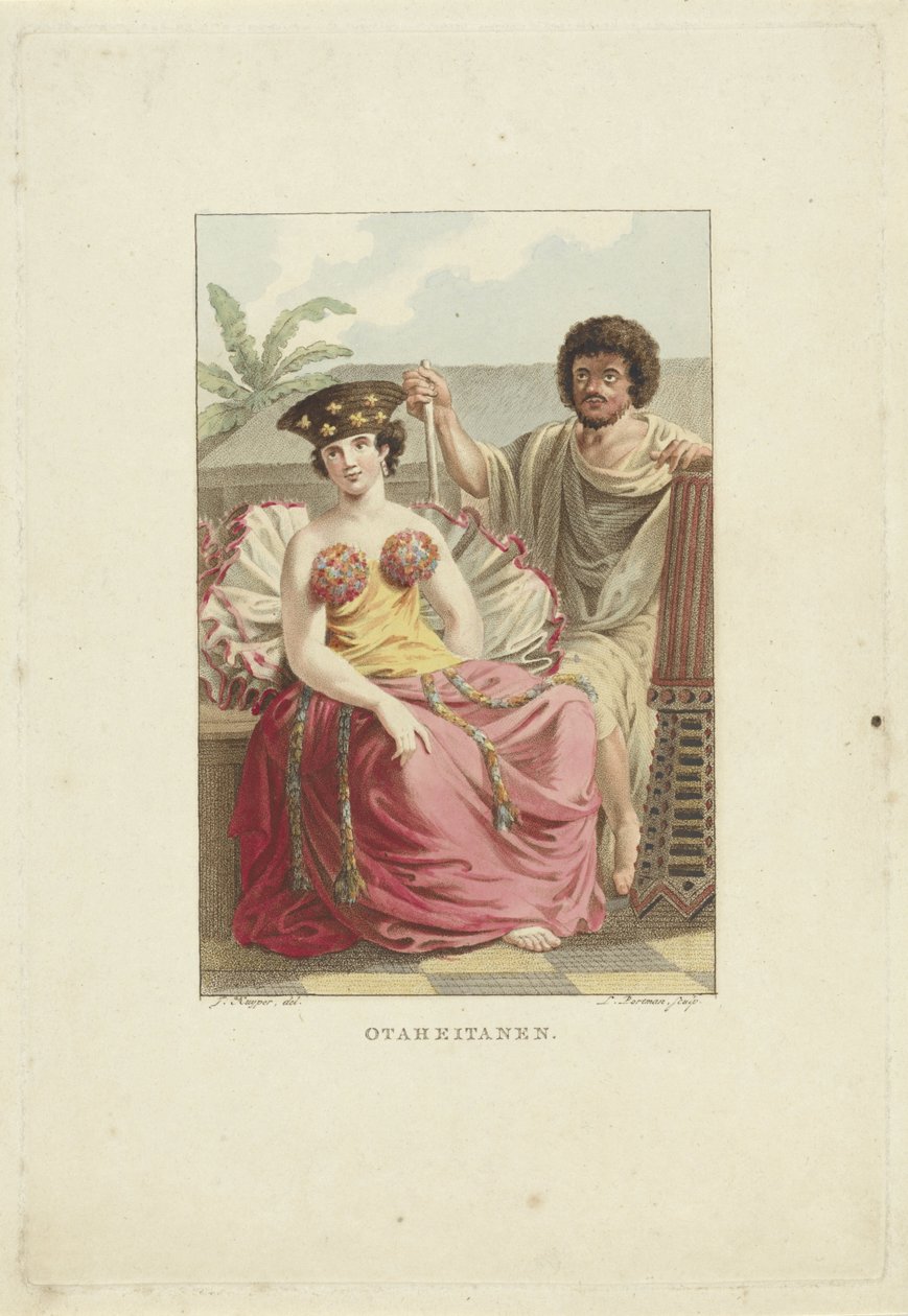 Indbyggere på Otaheite Island (Tahiti) Otaheitanen (titel på objekt) af Ludwig Gottlieb Portman