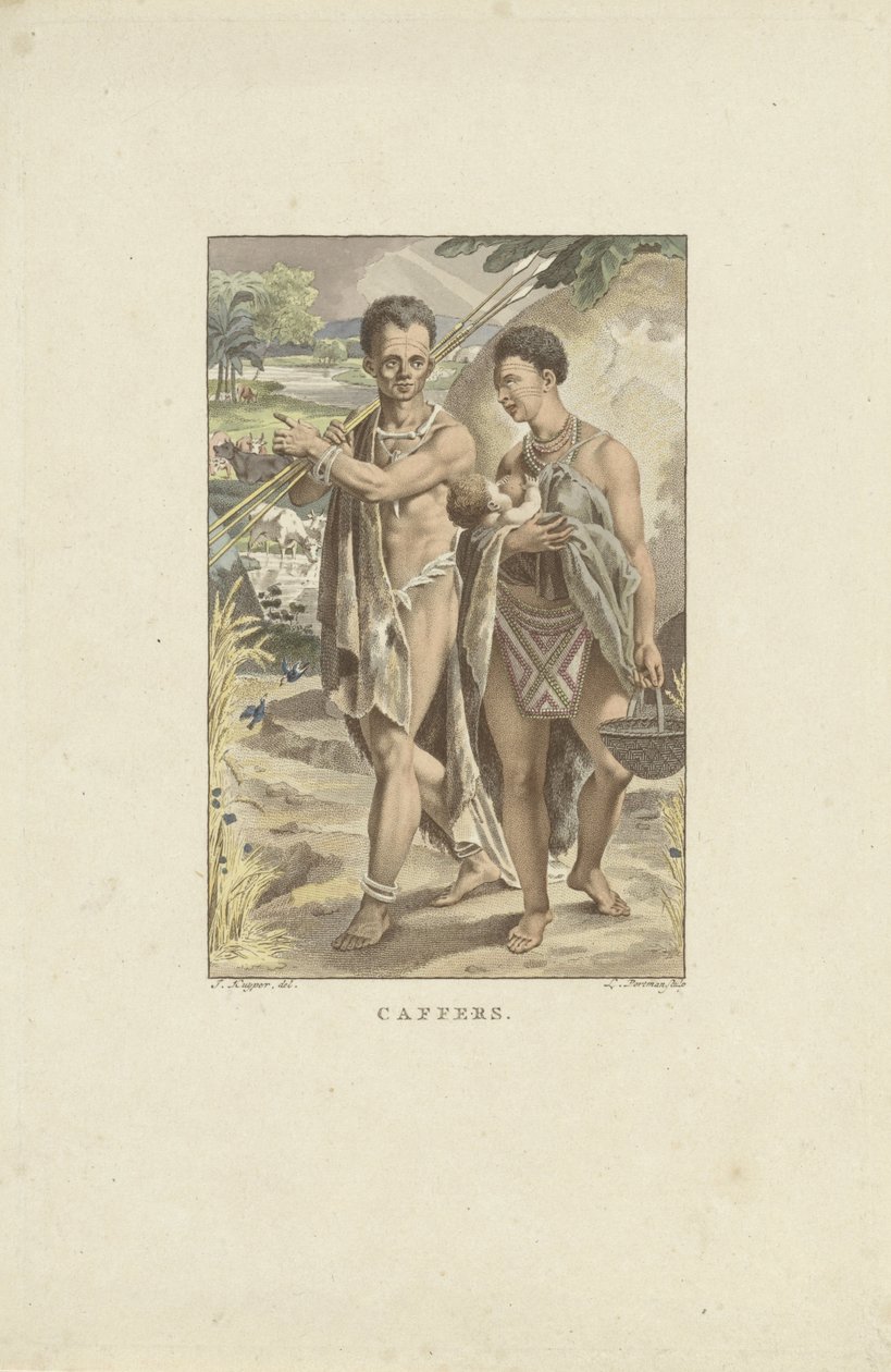 Indbyggere i det sydlige Afrika Caffers (titel på objekt) af Ludwig Gottlieb Portman