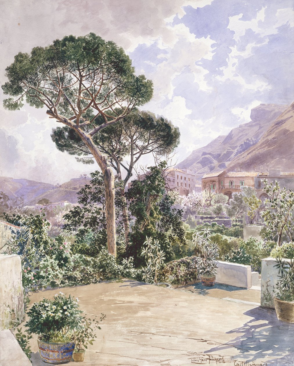 Castellamare (blyant og akvarel) af Ludwig Hans Fischer
