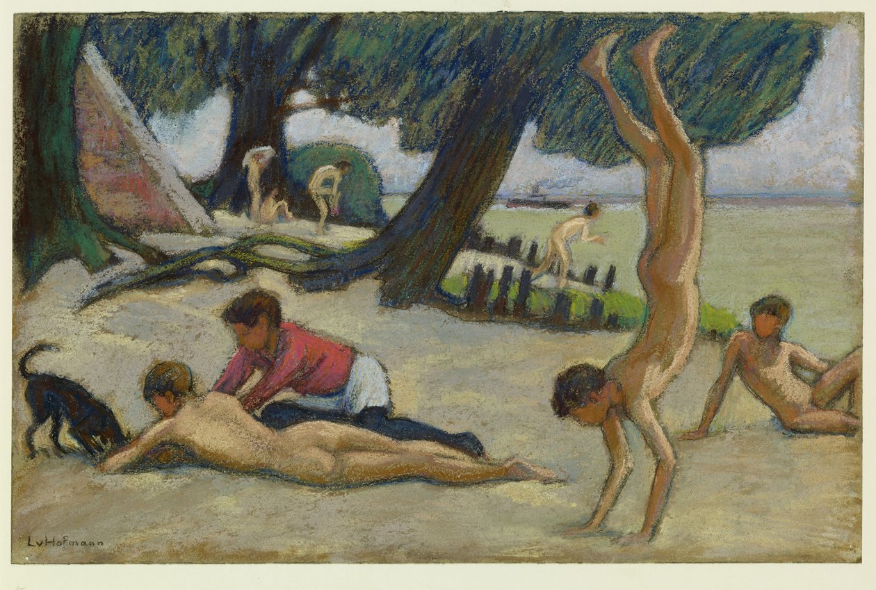 Drenge på stranden, ca. 1895 af Ludwig von Hofmann