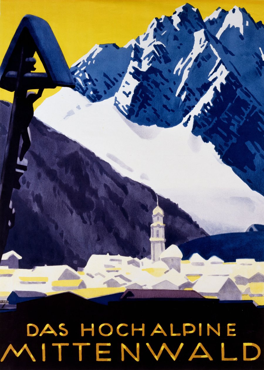 Den højalpine Mittenwald, ca. 1930 af Ludwig Hohlwein