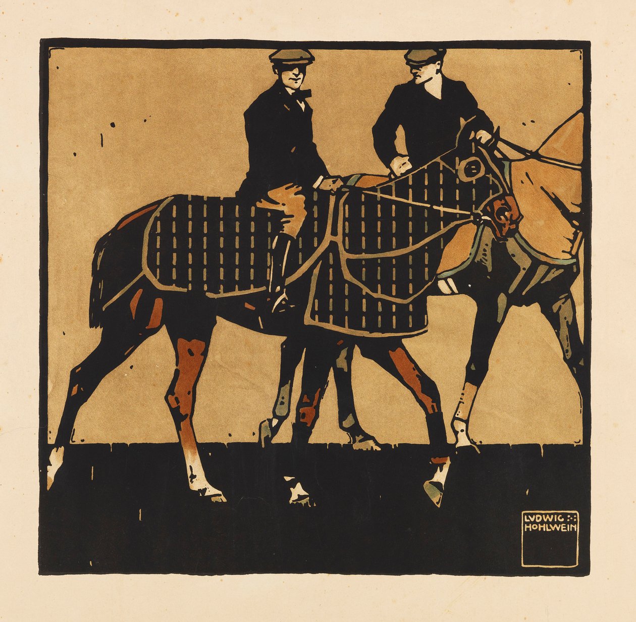 Fra Portfolio Turf. Tolv billeder af hestevæddeløb, 1909. af Ludwig Hohlwein