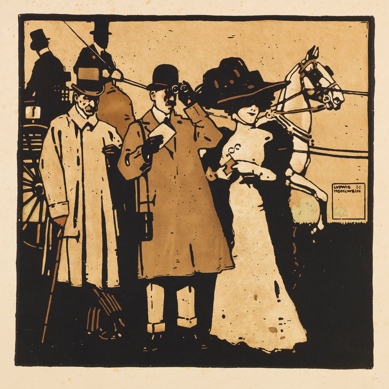 Fra Portfolio Turf. Tolv billeder af hestevæddeløb, 1909. af Ludwig Hohlwein