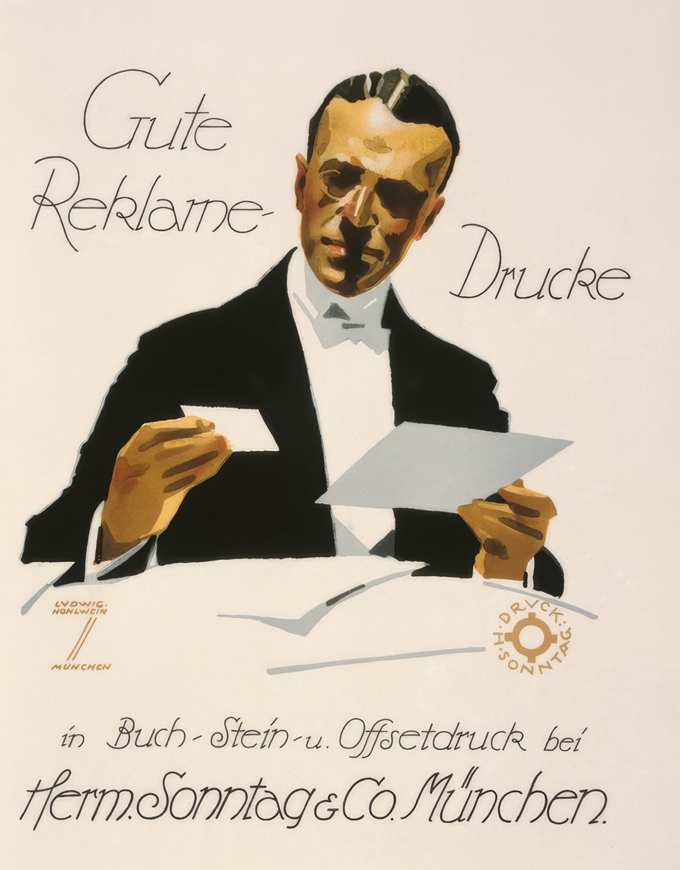 Gode ​​reklametryk hos Herm. Søndag og Co. München af Ludwig Hohlwein