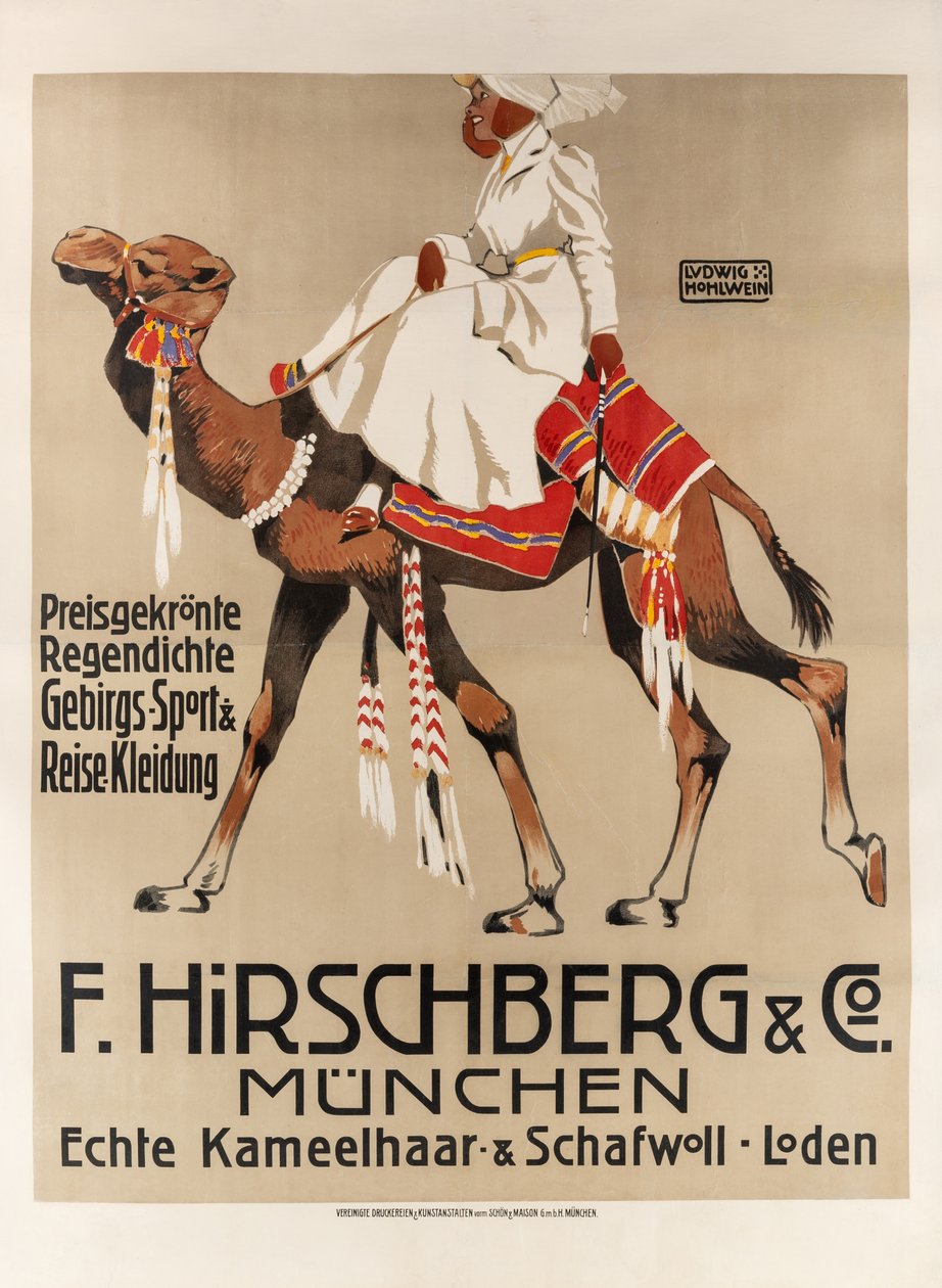Hirschberg & Co. Sports- og rejsebeklædning, 1907. af Ludwig Hohlwein