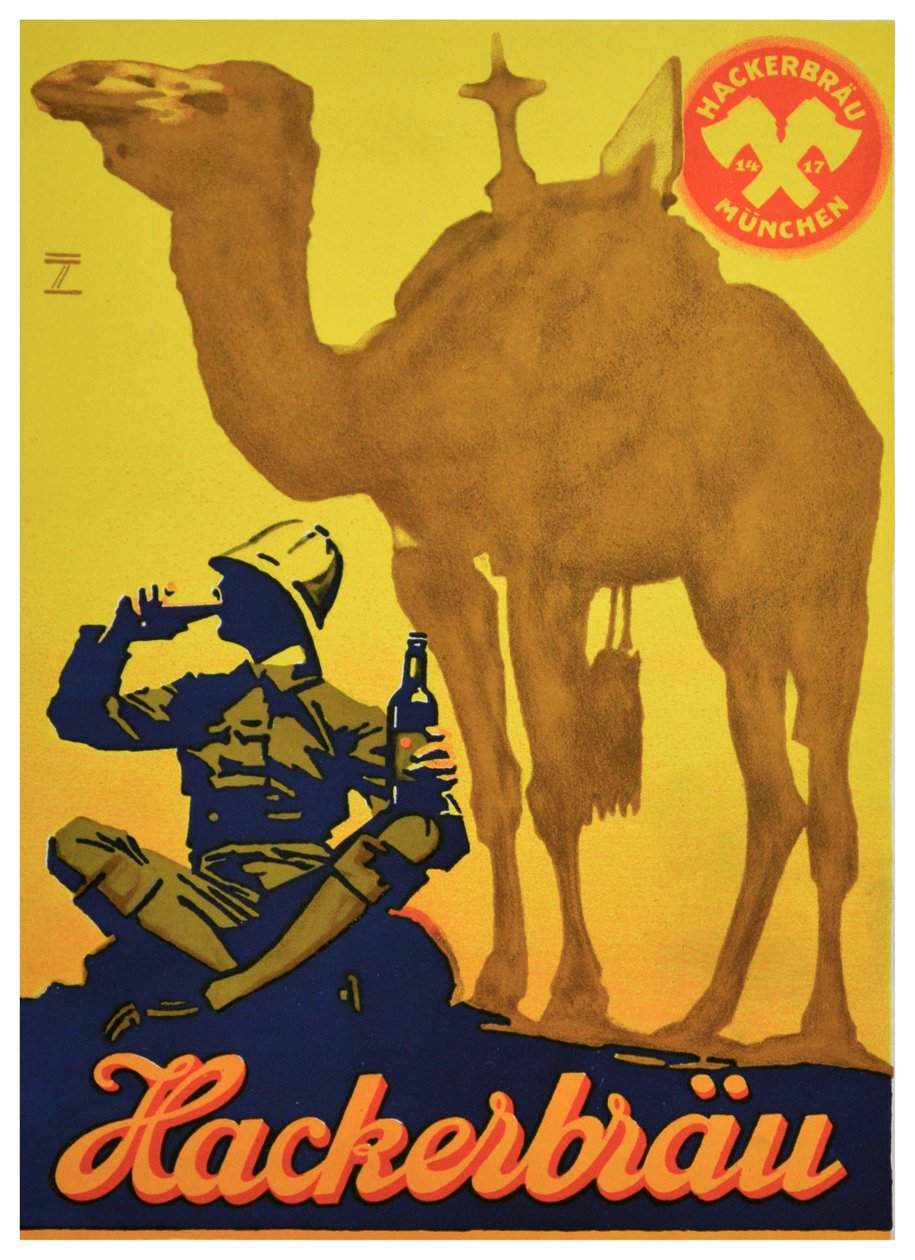 Plakatannonce for Hackerbrau Beer, ca. 1930 (litografi) af Ludwig Hohlwein