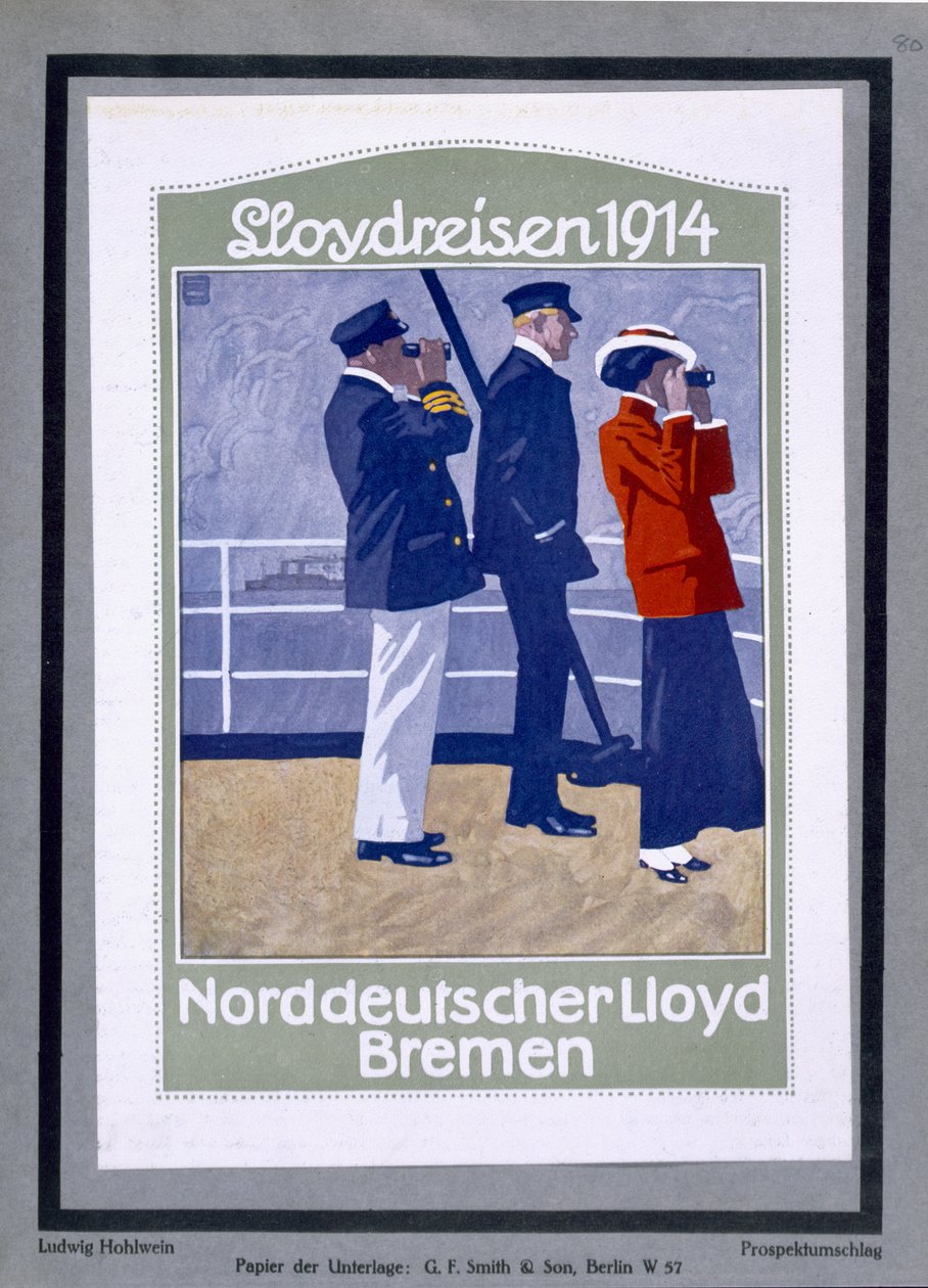 Plakat, der viser krydstogtskibsdæk af Ludwig Hohlwein