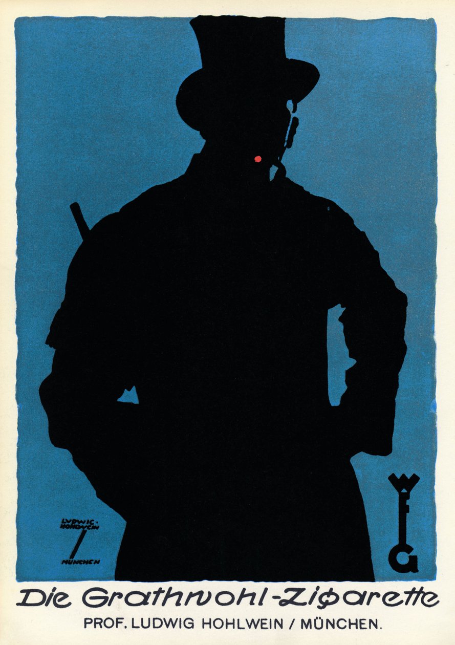 Tobak: reklameplakat for cigaretter "Die Grathnohl Zigarette", München 20. (plakat) af Ludwig Hohlwein