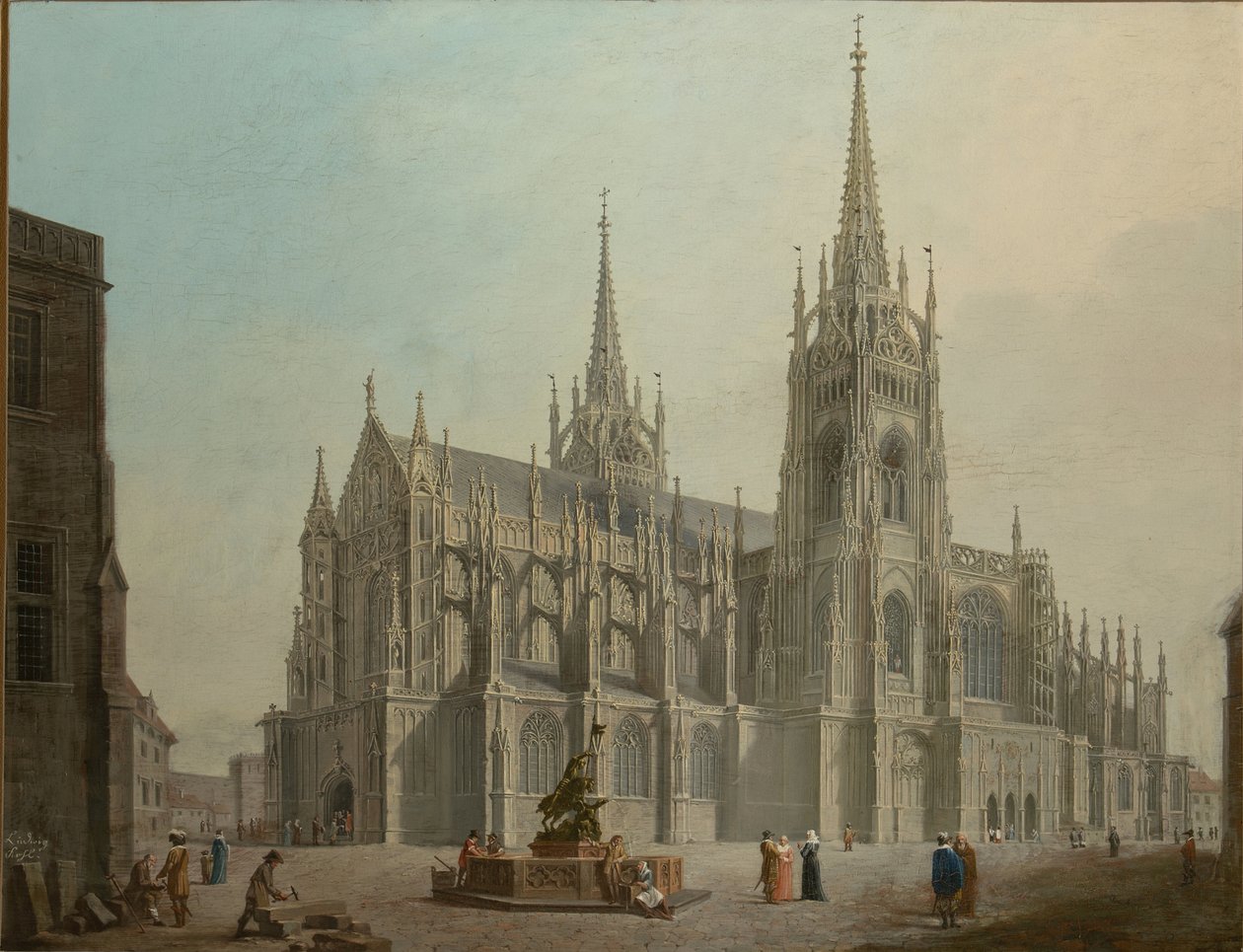 La cathedrale saint Guy de Prague - Sankt Vitus-katedralen i Prag - Ludvik Kohl (1746-1821). Olie på lærred af Ludwig Kohl
