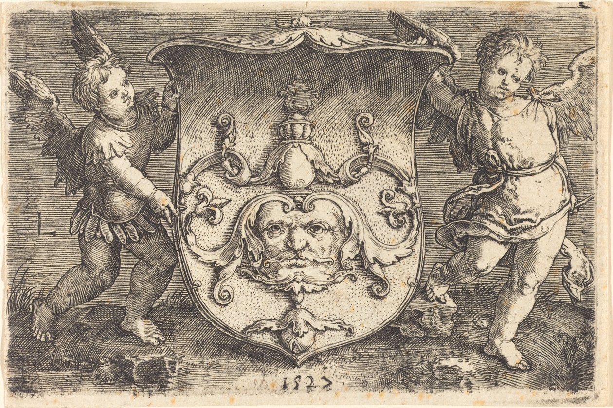 Skjold med Mascaron af Ludwig Krug
