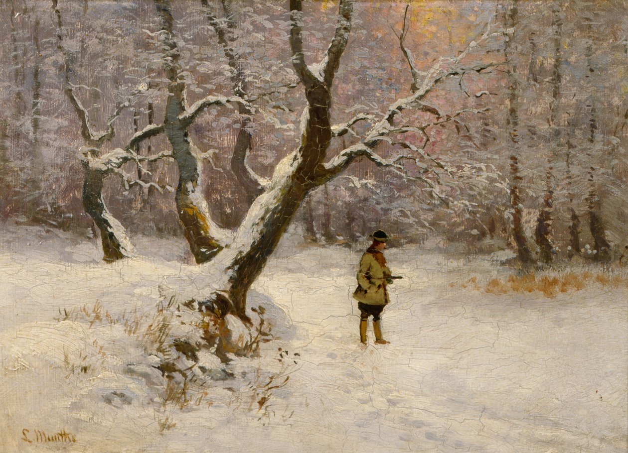 Vinterlandskab med jæger af Ludwig Munthe